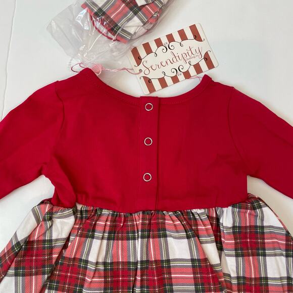 NWT Serendipity 9M Tartan Plaid Embroidered Wreath Dress - Picture 4 of 6